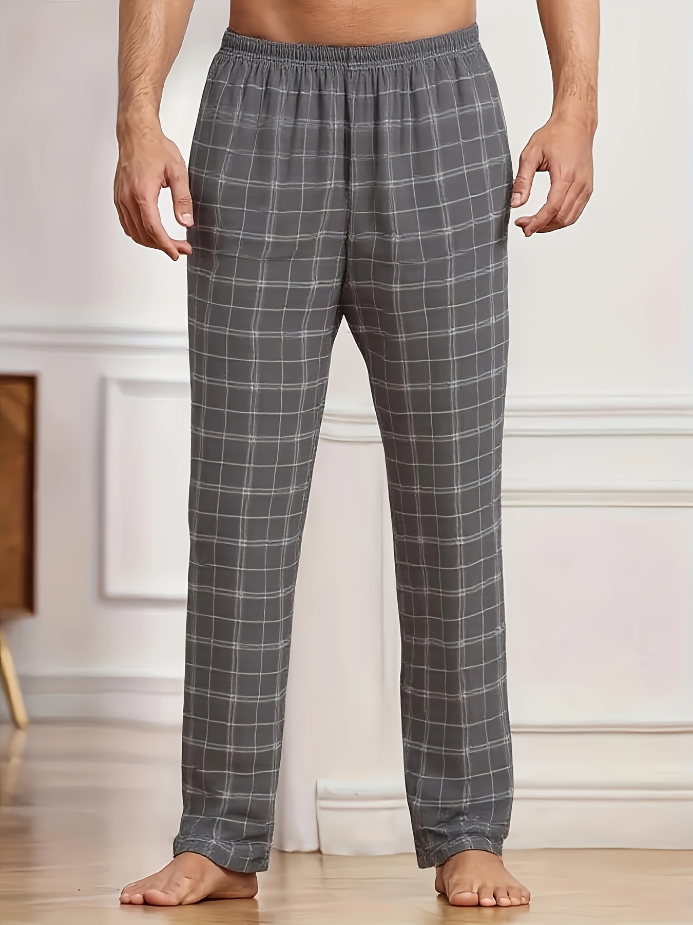 Pajama Sets Gray Plaid Pajama Pants Mens Pajamas Flannel Pajamas