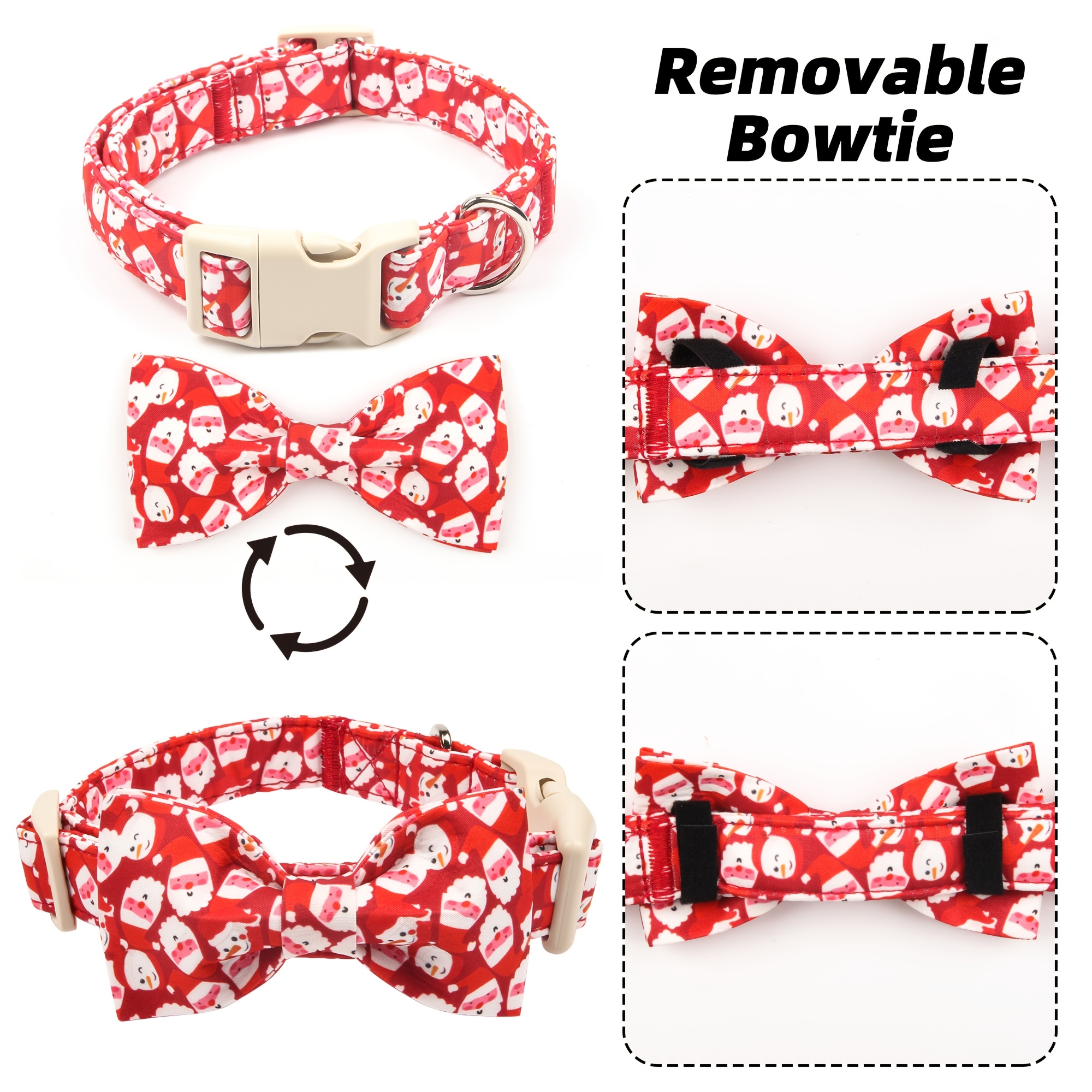 Holiday Season Themed Adjustable Soft Polyester Puppy Collar Set