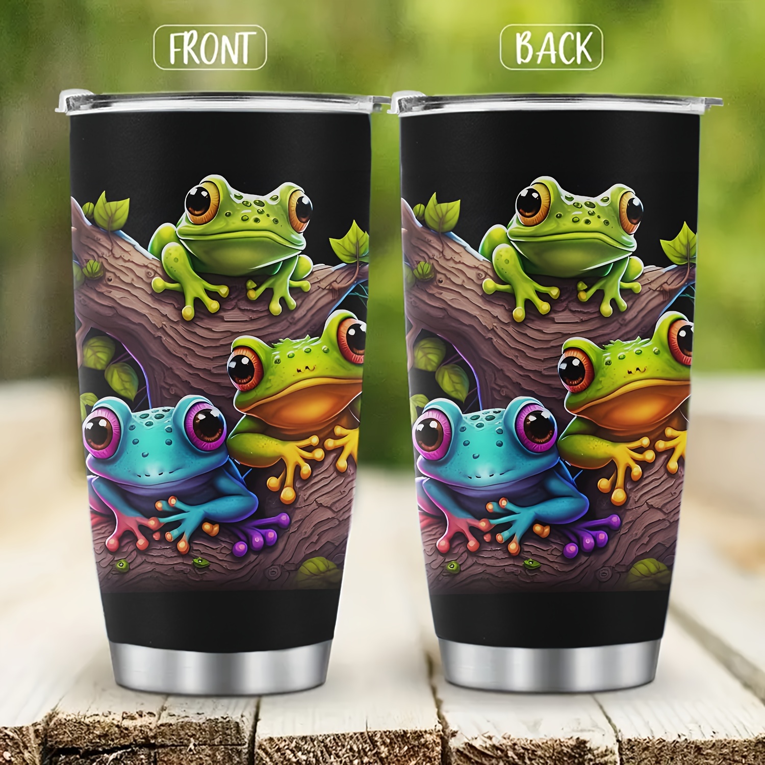 

1pc, Cute Frogs Pattern Tumbler With Lid, 20oz Stainless Steel Water Bottle, Insulated Water Cups, Summer Winter Drinkware, Outdoor Travel Accessories