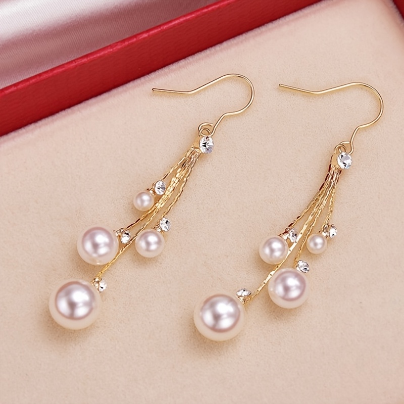 TEMU Elegante de Larga para Mujer - Joyería Colgante con Piedras Sintéticas, Adecuado para Formales y Diarios - Accesorio de Boda Todo el Año, Regalo