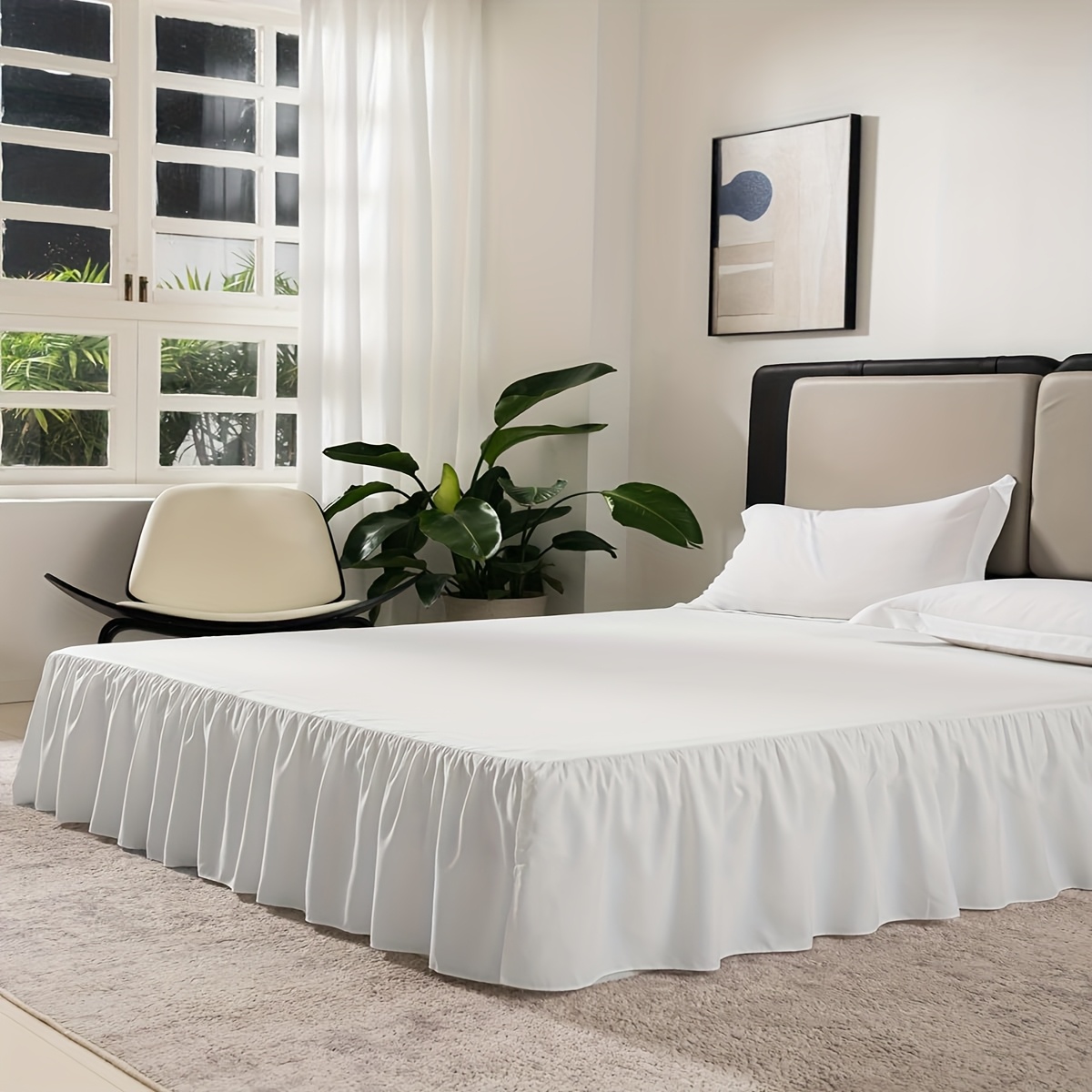 1pc full size white bed skirt split corners 14 inch Denmark