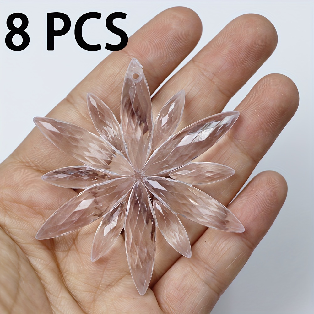 8pcs Vintage Snowflake Christmas Ornaments - Clear Crystal Pendants For Tree Decoration,, No Power Needed, Perfect…: retailer-supplied image