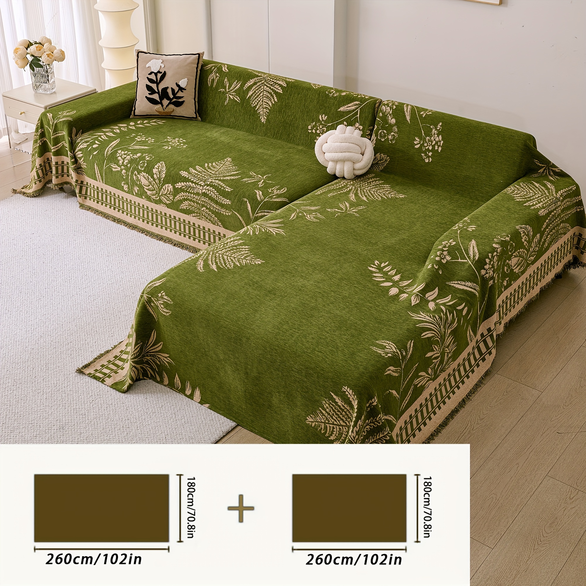 TEMU 2pcs Of Bohemian Style Sofa Cover, High Quality Luxury Sofa Blanket, L-shaped Combination Sofa Blanket, Machine Washable Sofa Pad Living Room