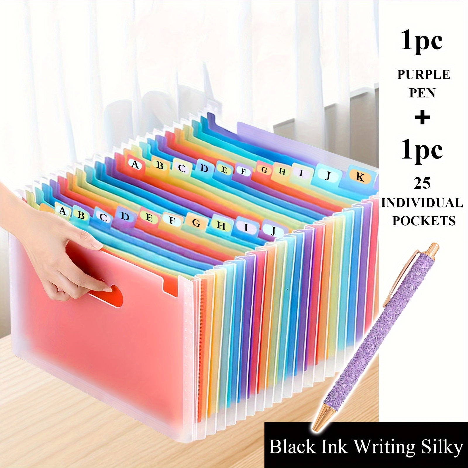 

2pcs, 25 , A4 File Folder + Pen, Bag, Can Hold 2000 , Suitable For , , File Bag, Receipt