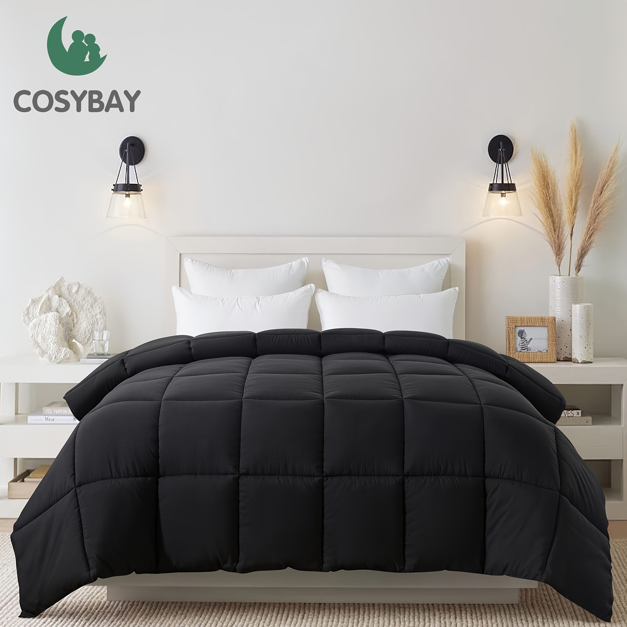 

Cosybay Down Alternative Comforter (black, Twin) - All Season Soft Quilted Twin Size Bed Comforter - Duvet Insert With Corner Tabs - Winter Summer Warm Fluffy, 64x88 Inches