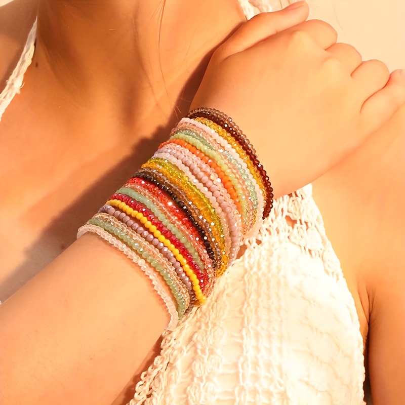 24pcs Rainbow Beaded Bracelet Set for Stylish Versatility