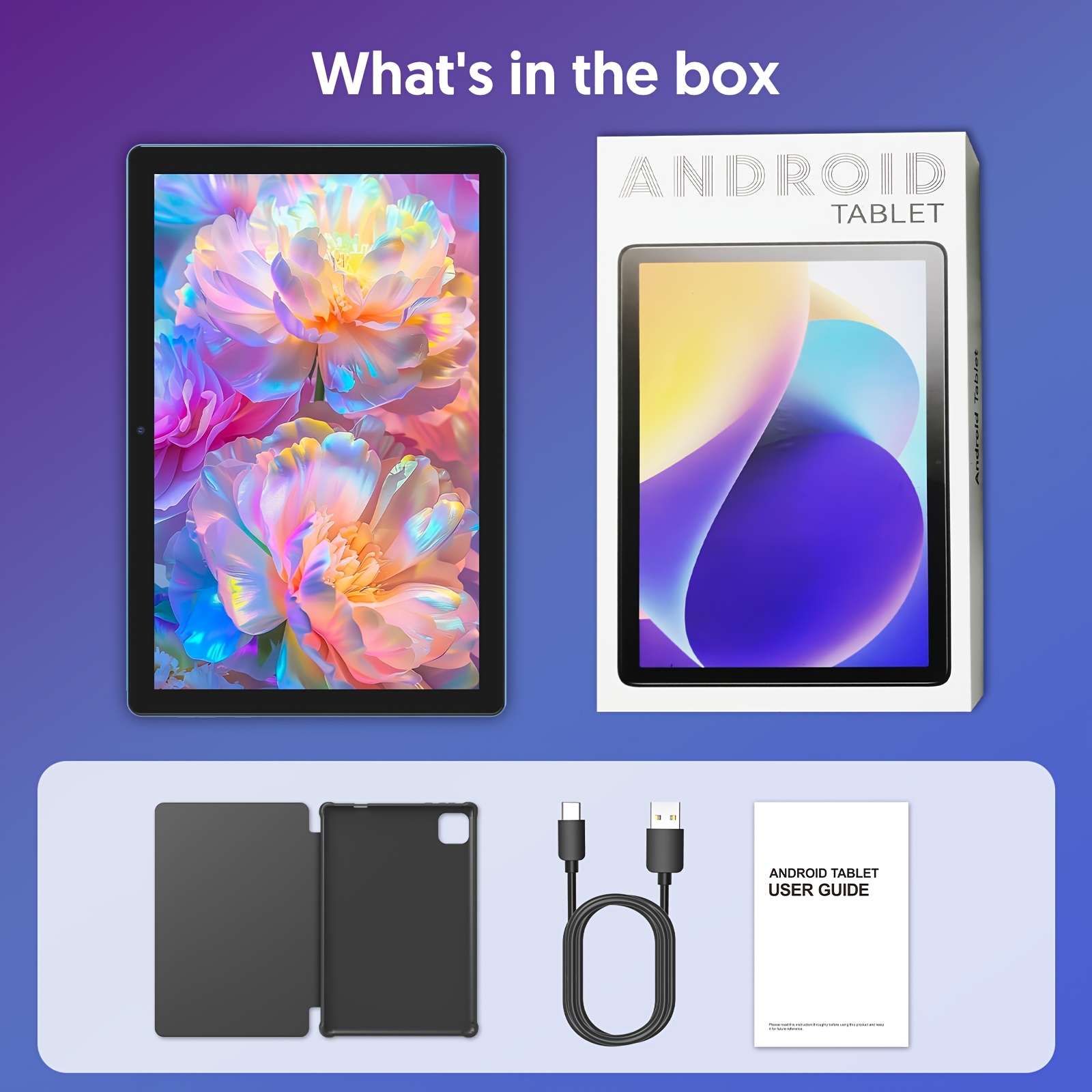 TEMU Tablette Android 15 10 pouces : Nouvelle, équipée d'un processeur -Core, 5GWIFI6, 12 Go (3 Go+9 Go virtuels) de RAM + 64 Go de ROM, extensible