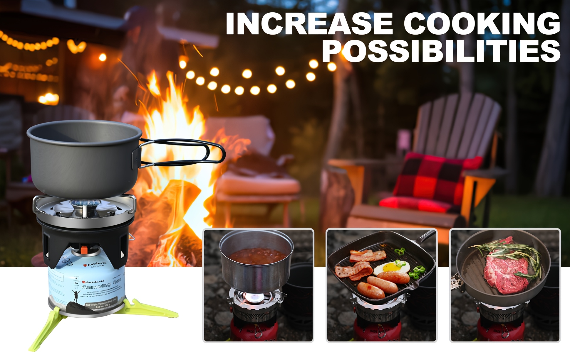 1 2l portable cooking system for backpacking and camping featuring       outdoor burner with pot and brackets   hiking fishing and hunting Product details 3