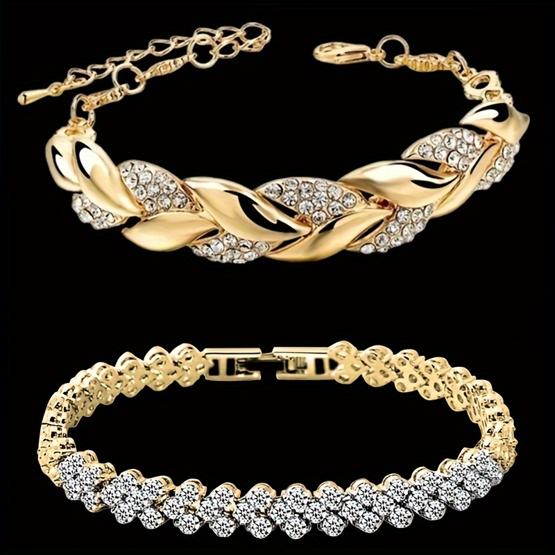 

Luxury Love Braided Leaf Bracelet Charm Crystal Wedding Bracelets For Women Anniversary Valentines Day Gifts Accessories