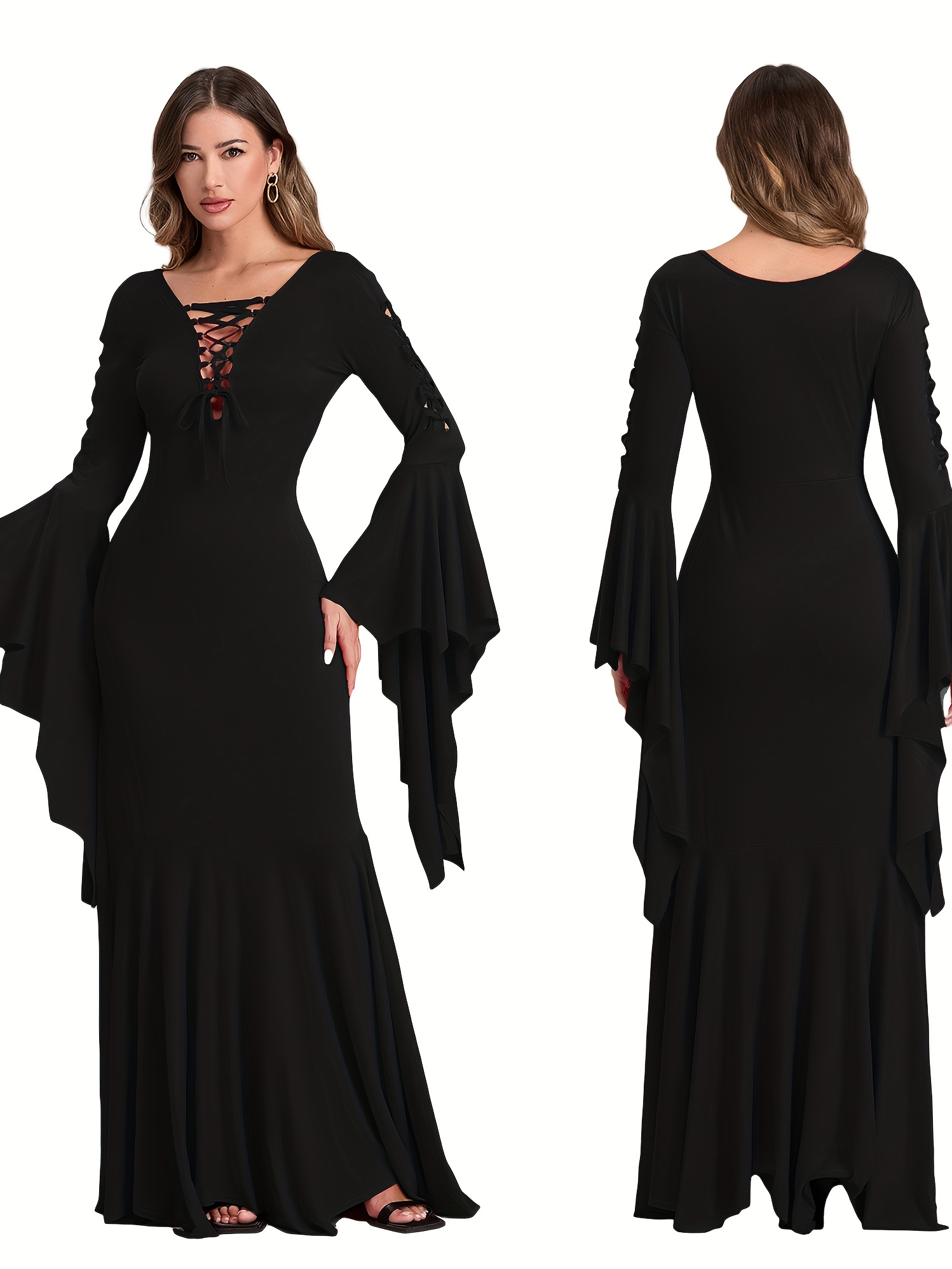 open lace back dress Sexy Black Angel Sequin Fringe One Piece Costume