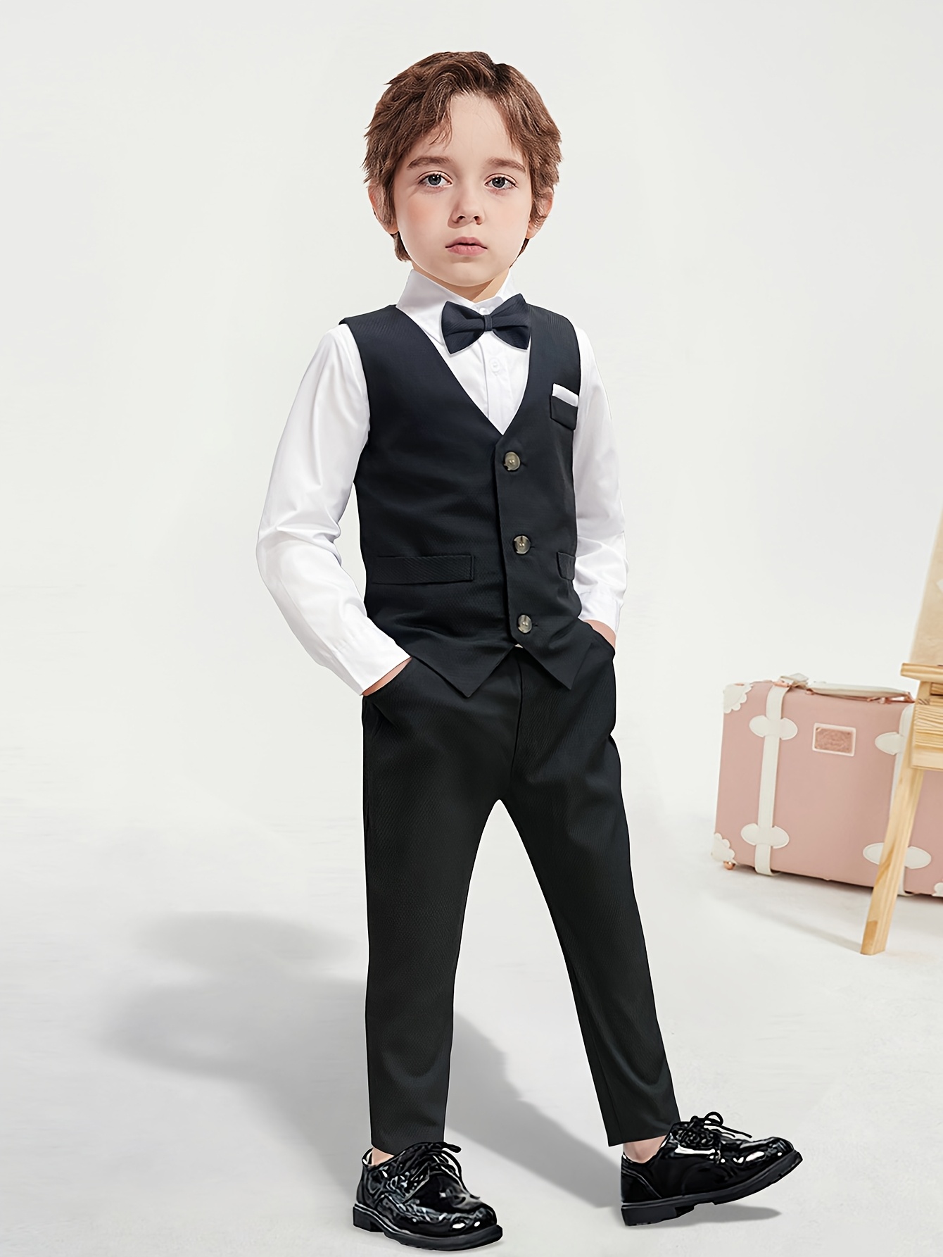 childrens long sleeve formal wear set boys shirt bow tie - Temu Mauritius