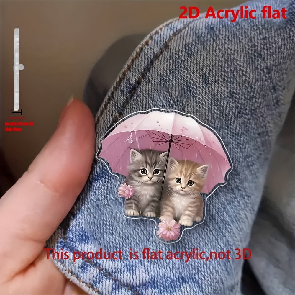 TEMU 1 Creative Acrylic Brooch, Fashionable And Cute 2 Kittens Under A Brooch For Men And Women's Suits, Sweaters, Scarves And Coats Accessories