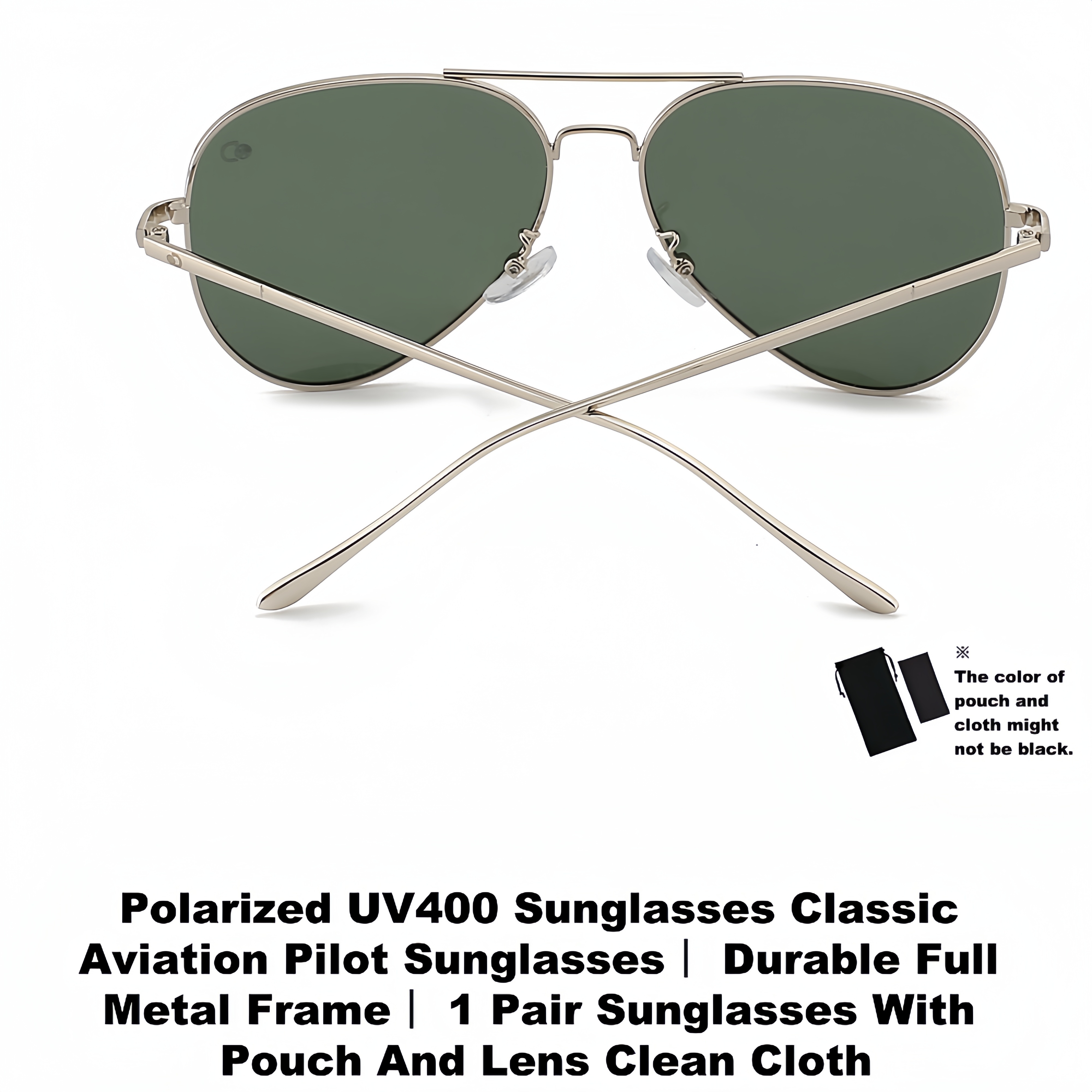 

1 Pair Polarized Classic Glasses, High-quality Full Metal Frame, Oval Style, Includes Pouch And Cleaning Cloth