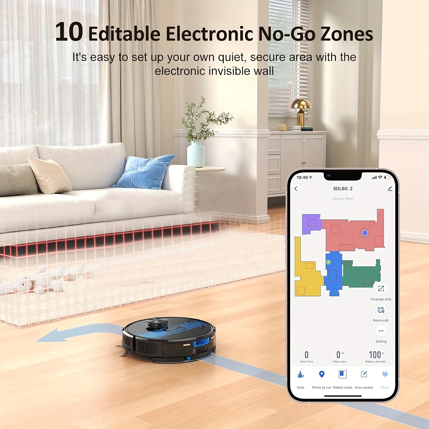 Lubluelu SL60D Robot Vacuum Cleaner And Mop Combo, Laser LiDAR Navigation Robotic Vacuum 4000Pa, 150Mins Max, 10No-Go Zones for Pet Hair Carpets Floor-Used, Robot Vacuum Cleaner, Robotic Vacuum Cleaner And Mop, Vacuum Cleaner Cordless