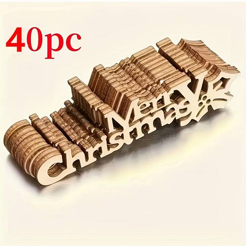 40 pack wooden merry christmas shapes wood craft supplies wooden ornaments hangings decorations for holiday party birthday decor suitable for festive pendants hanging decorations