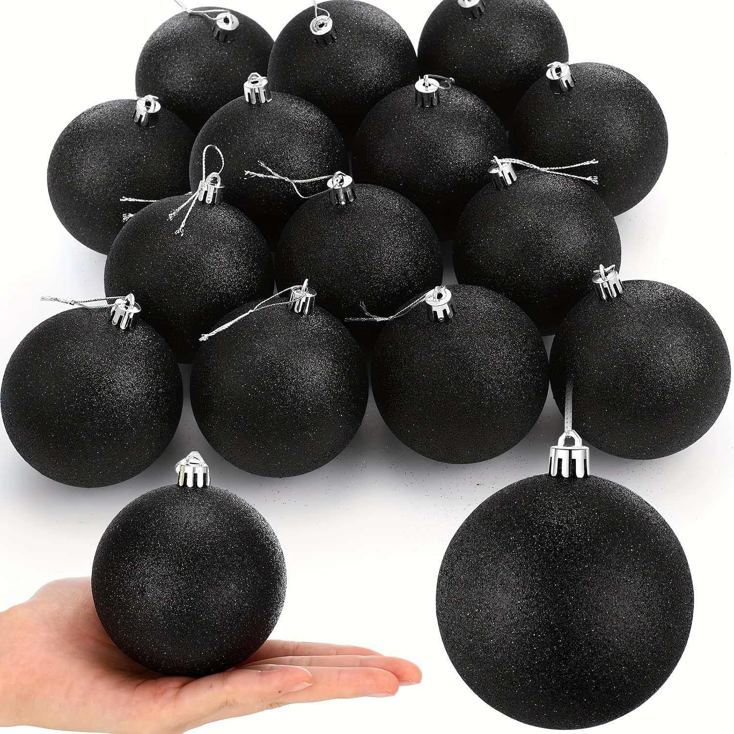 

6/12 Snowball Ornaments - Round Plastic Hanging Christmas Tree Balls For , Wedding, Party Decorations - No Electricity Needed