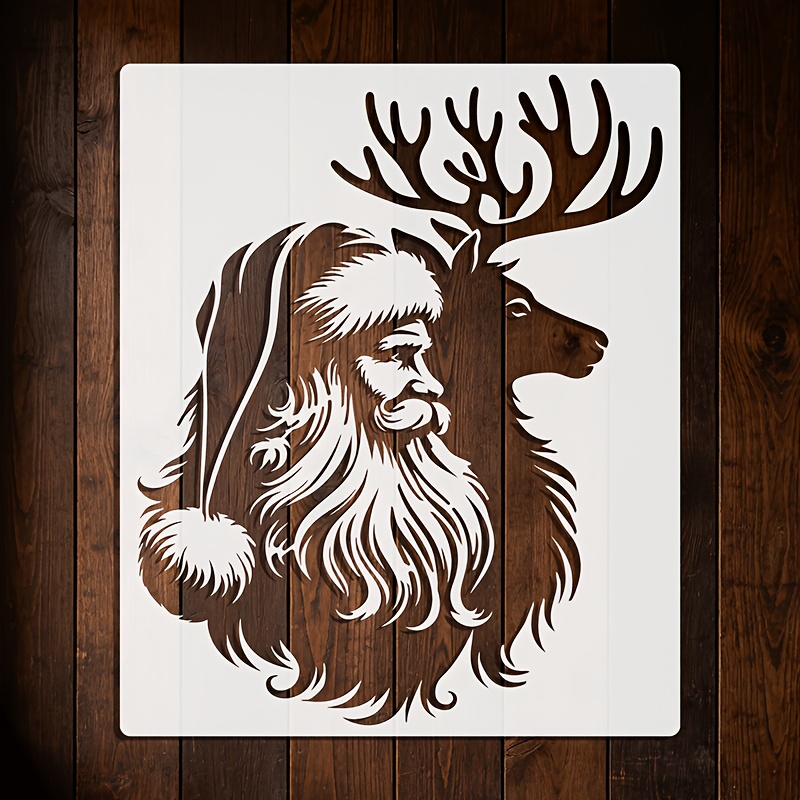 TEMU 1pc Santa Drawing Template, 10 X 12 Inch Santa And Reindeer Drawing Template, Reusable For Christmas Holiday Decor/photo Frames/art Crafts/mural