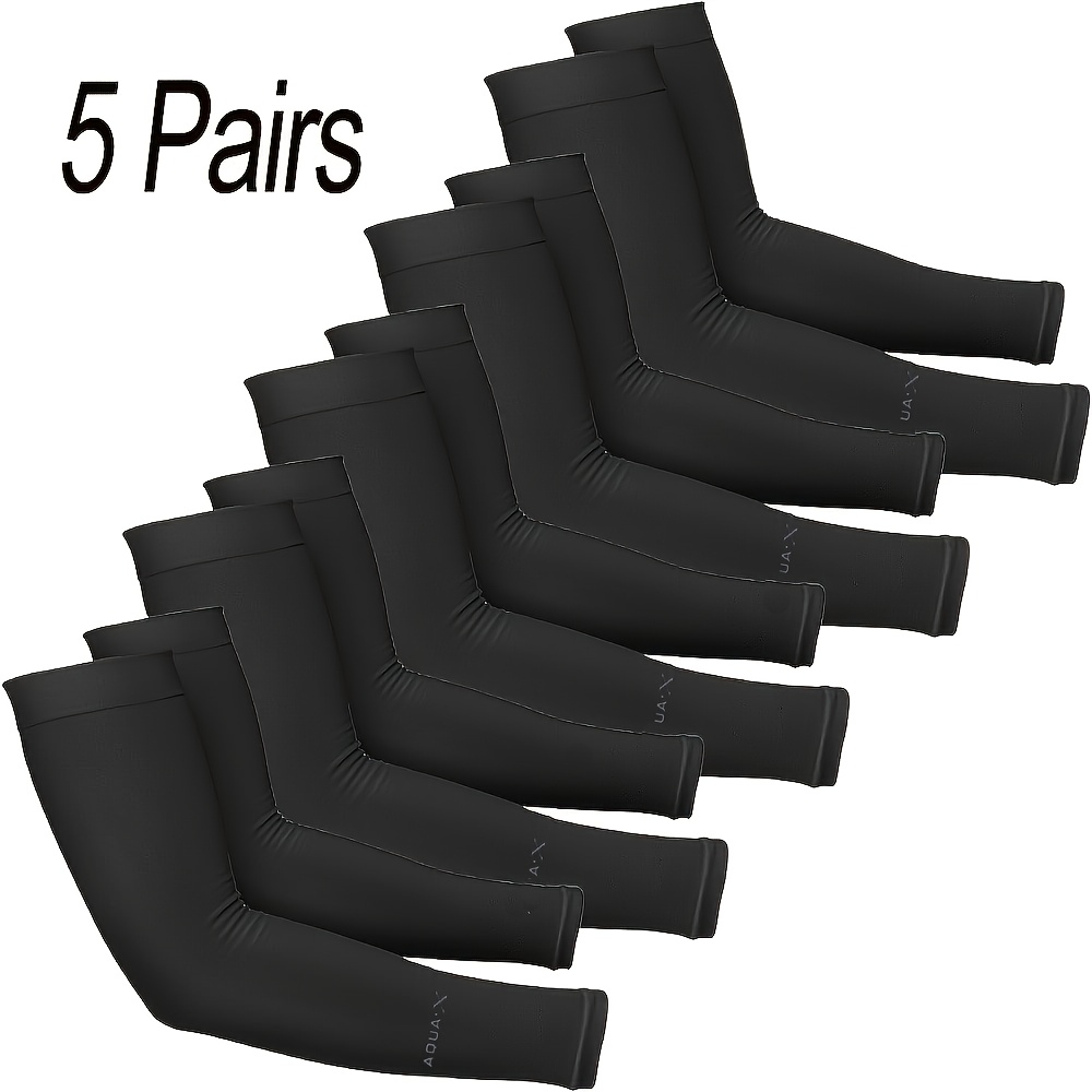 TEMU 5 Pairs Unisex Cooling Arm Sleeves, Compression Arm Covers For Cycling, Driving, Golf, Running