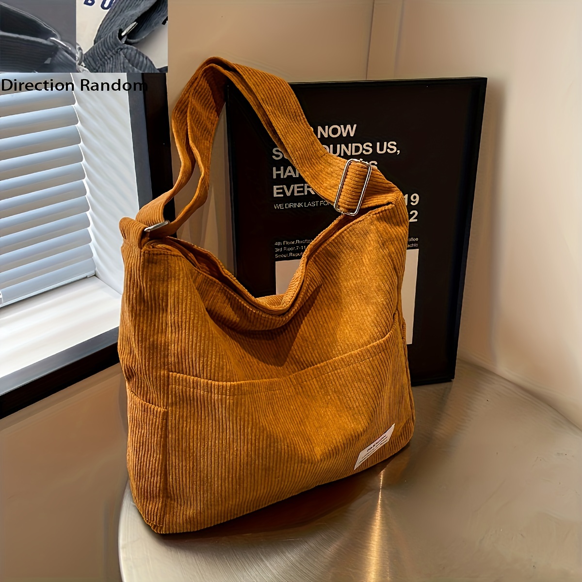 Image of Vintage Minimalist Corduroy Women's Large-capacity Shoulder Bag Crossbody Bag Suitable For Daily Commuting