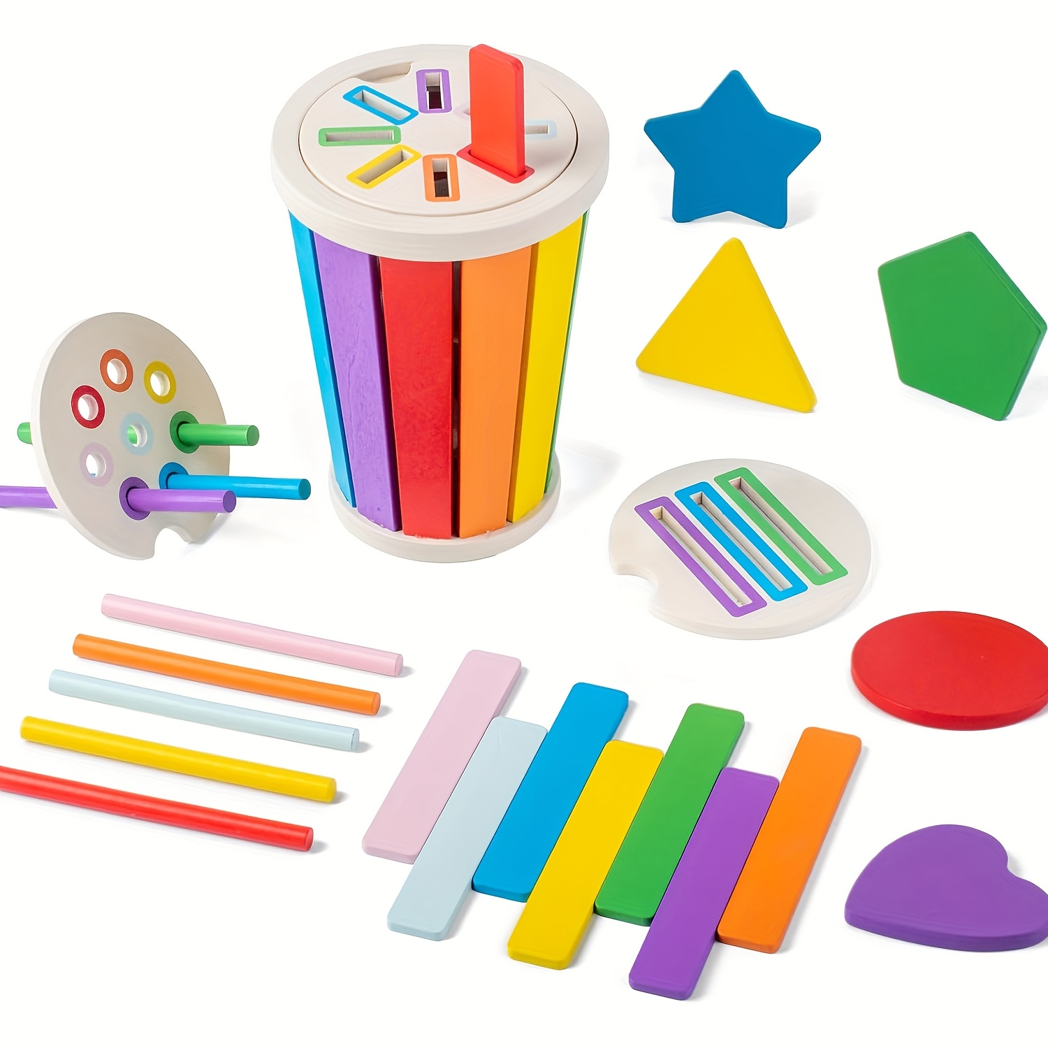 TEMU Wooden Color And Shape Sorters For 12 To 36 Months Old, Children' And Colour Sorting Toys For Toddlers, Sensory Play Set, Wooden Toys, Necessary