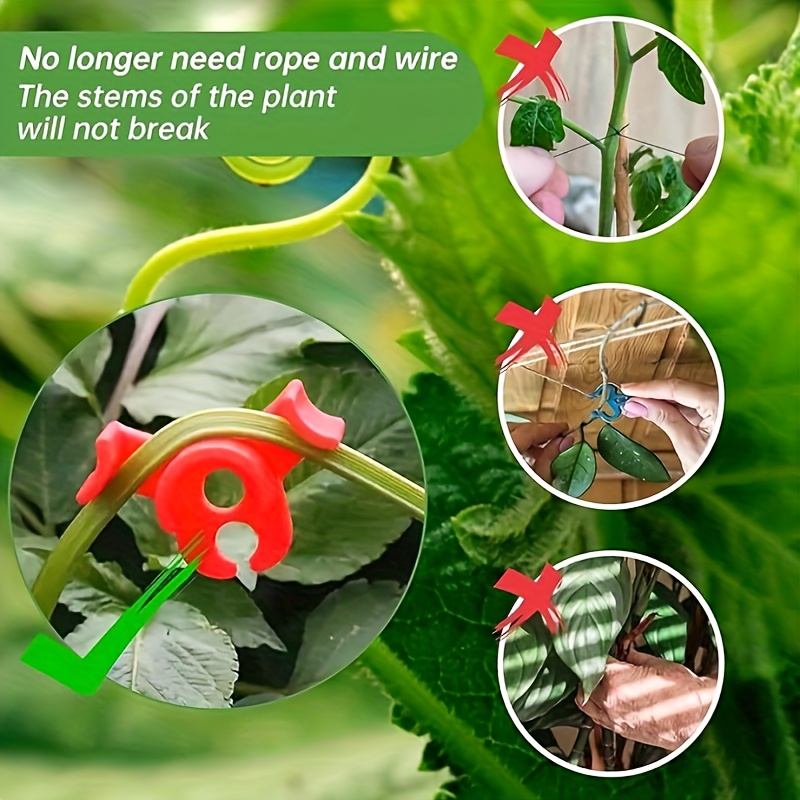 Image of 60pcs Plant , Plant Clips For Low Load, Plant Support Clips, 90 Degree Plant Stem Trainer, For Bending Plant Stems And Changing (red + Green)