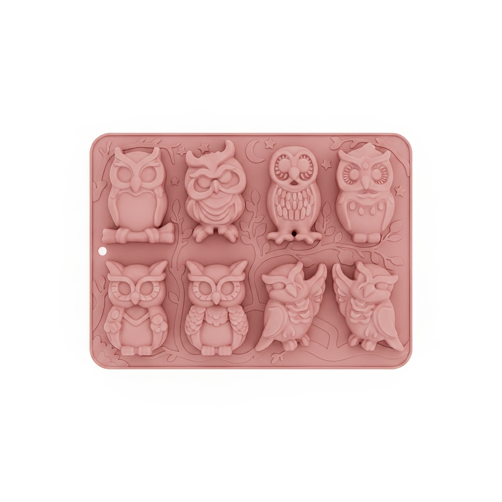 TEMU 8-cavity 3d Owl Silicone Molds Cute Cartoon Bird Shapes Food Grade Chocolate Cube Of Ice Pudding Handmade Scented Candle Resin Baking Molds