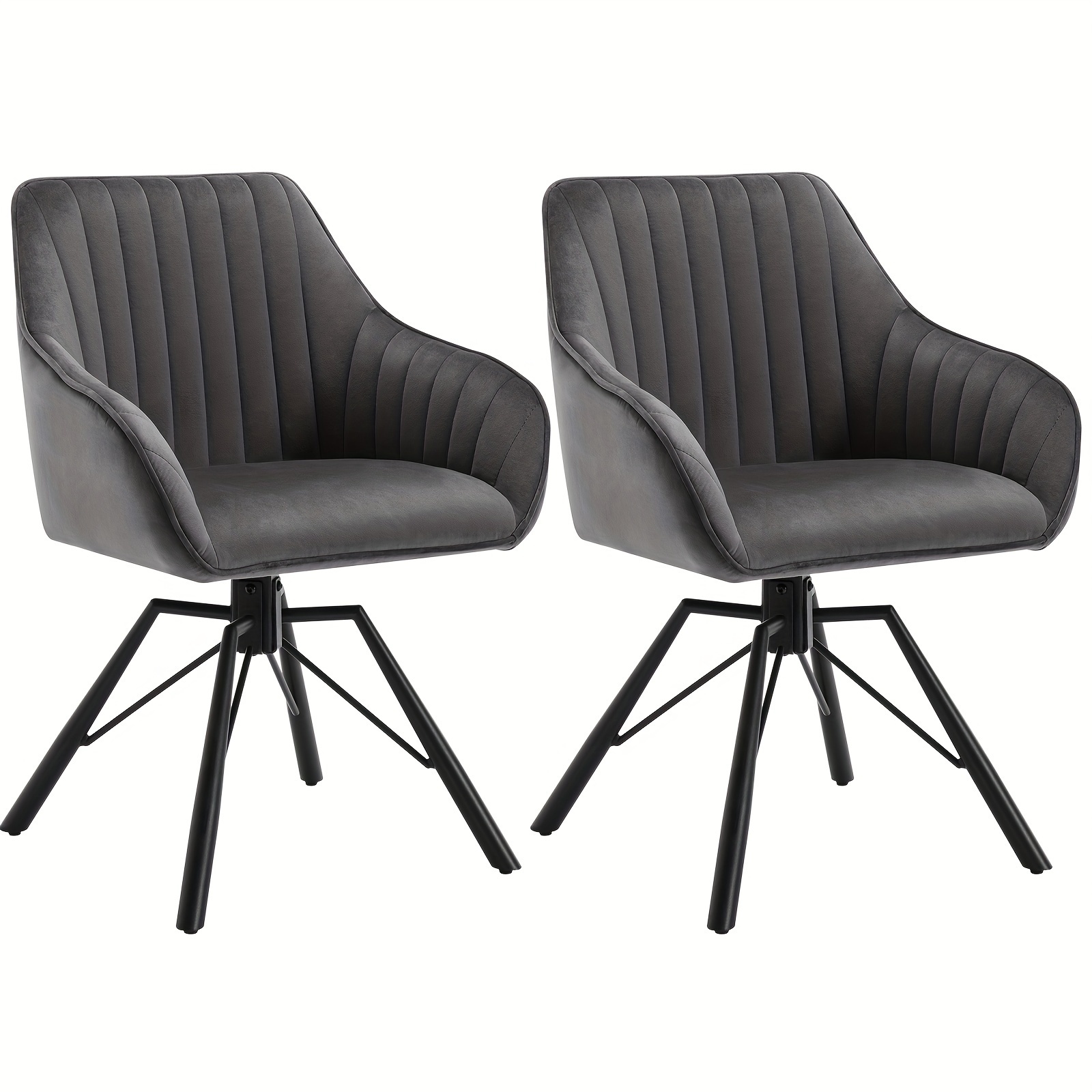 E-shop 2er-Set Drehbare Esszimmerstühle, Samtstühle, Wohnzimmer, Drehstuhl, Küchenstuhl, Polsterstuhl mit Armlehnen, Ergonomischer Loungestuhl, Creme