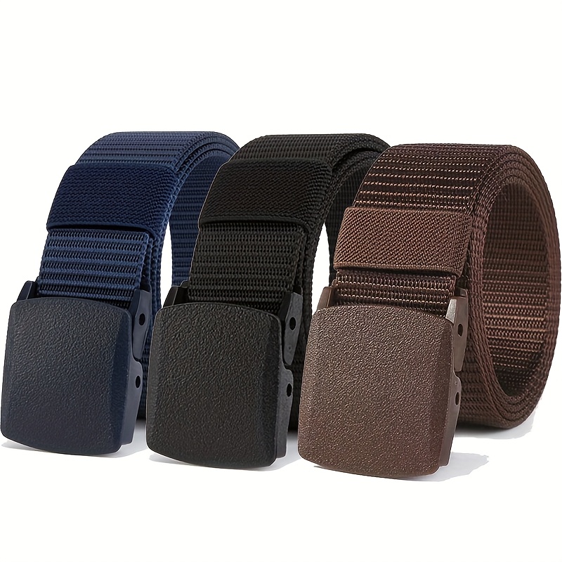 Automatic Buckle Men's Nylon Belts 3 Pack