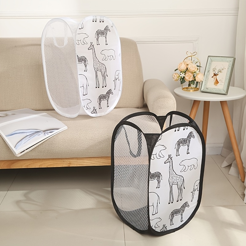 

Foldable Laundry Basket With -sided Mesh, Toy Storage Basket