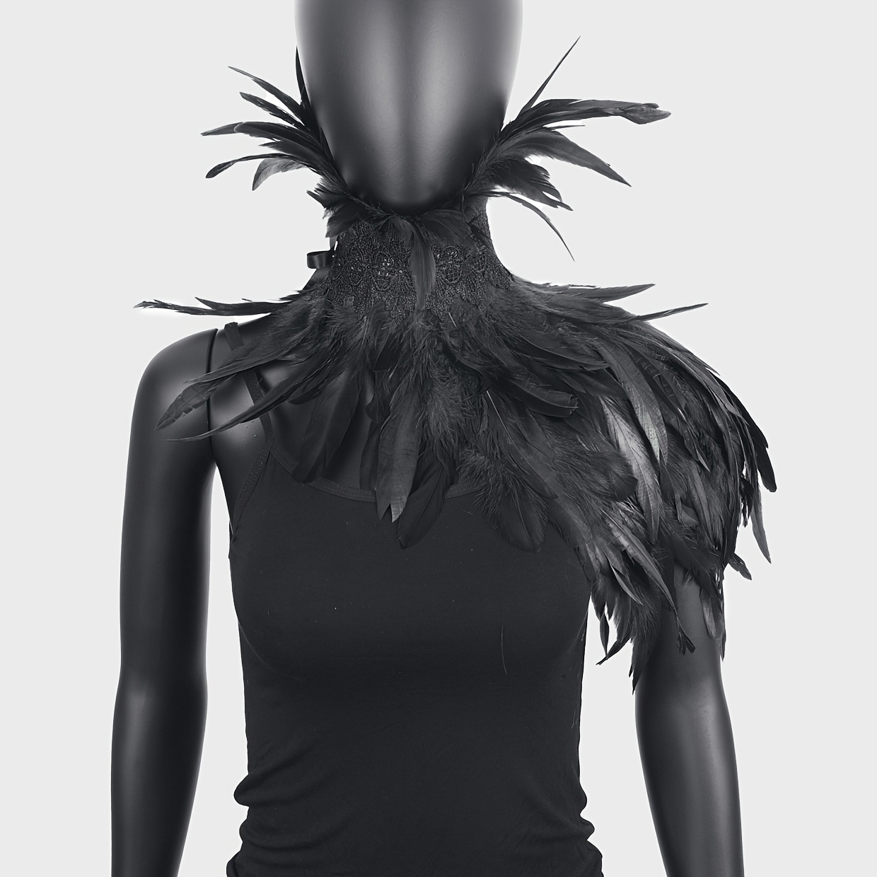 TEMU mantella gilet da donna in piume finte per Halloween con staccabile, accessorio di abbigliamento per costume e accessorio per feste in maschera