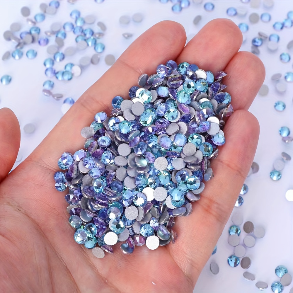 

1440pcs Blue & Amber Nail Art Rhinestones - Electroplated Crystal Glass Gems For Diy , Cups, Cosmetics, Apparel, Bags & Shoes Decorations