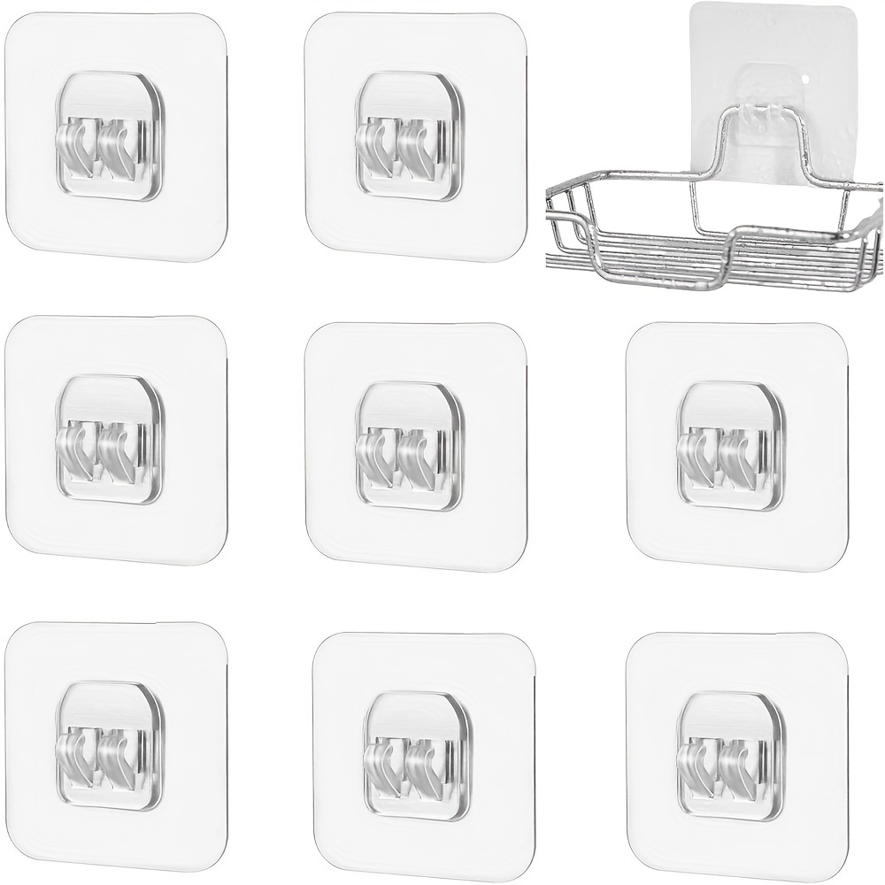 8pcs clear plastic shower caddy stickers wall mount   pads for bathroom organizer portable and durable bathroom accessories