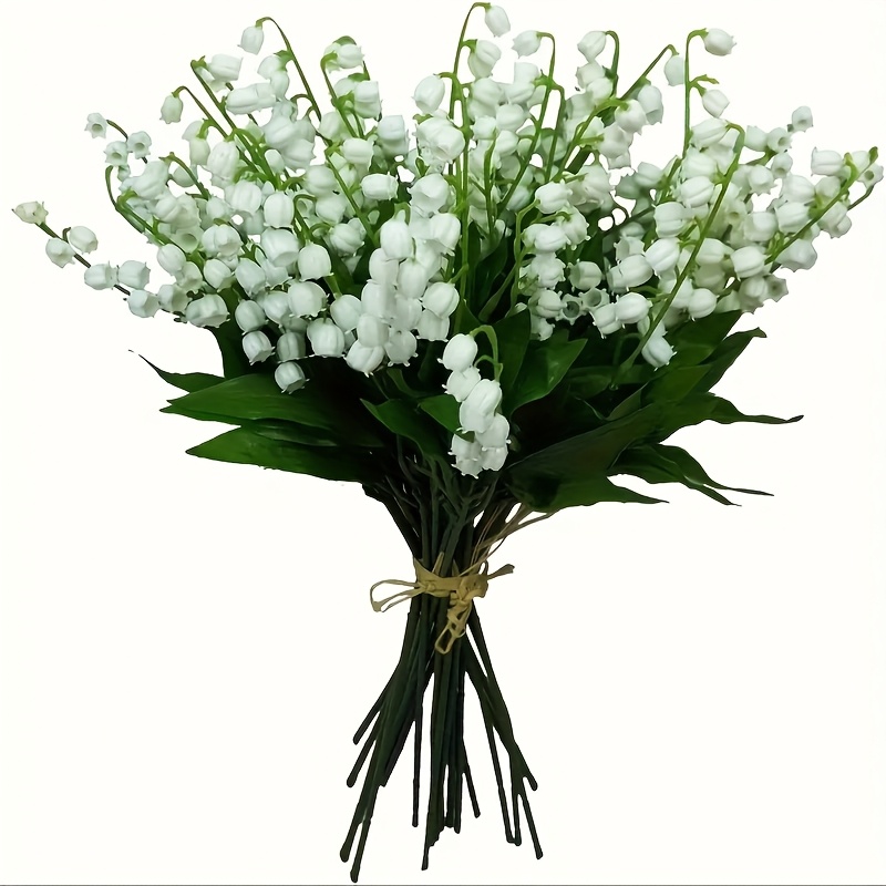 10 Artificial Lily Of The Valley Flowers, Artificial White Bellflower Campanula Wedding Bouquet, Faux Home Garden Wedding Party Decoration, Spring And Summer Home Decor