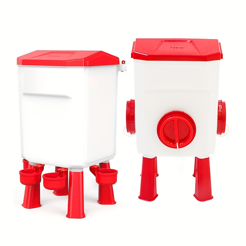 

2pcs Chicken & Duck Drinking System Set - Plastic, 26.46lb Capacity, Feeders With Easy-use Valve, Poultry Coop Accessories, Chicken Feeder