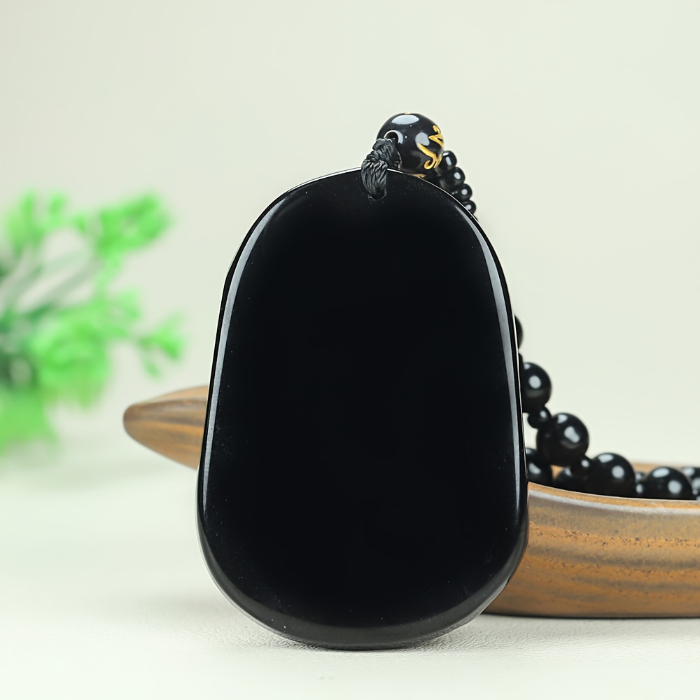Natural Obsidian Magic Dragon Pendant Necklace, Unisex
