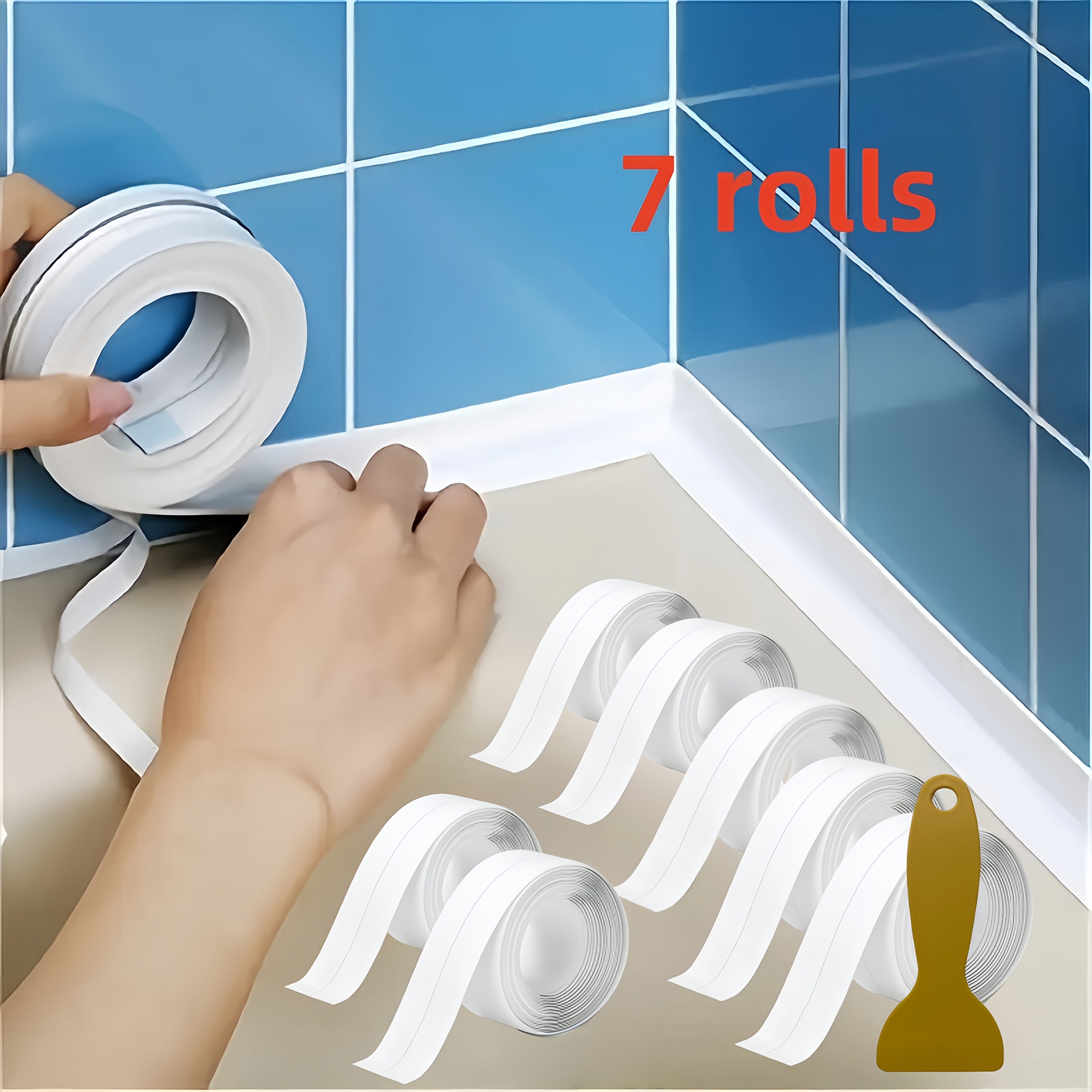 7 rolls heavy duty self   sealing tape for bathroom kitchen toilet sink shower bathtub kitchen and bathroom tape washbasin toilet tape easy to   no residue ideal for decoration and leakage repair
