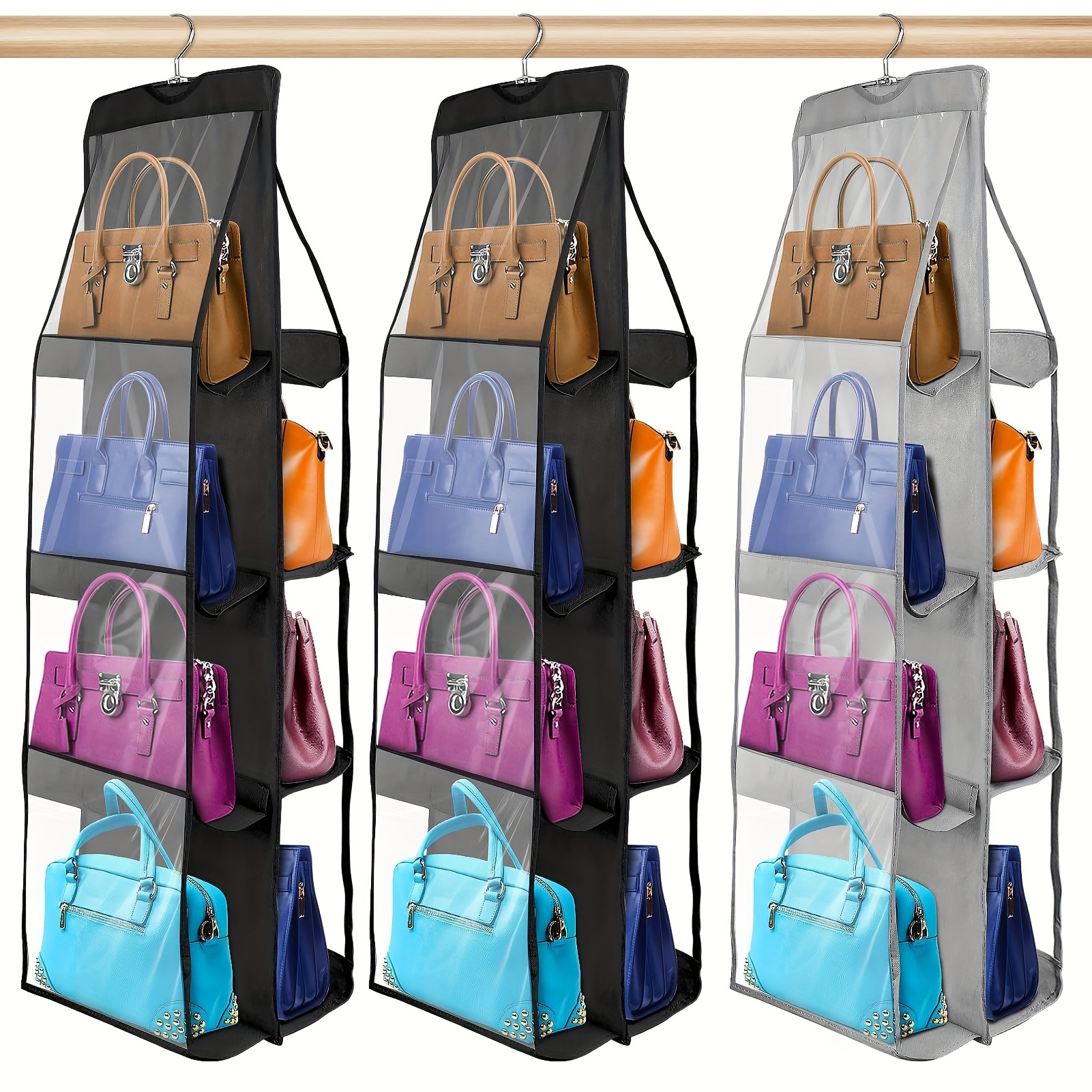 

1pc Bag Organizer For Closet, Purse, Shoulder Bag, Handbag, Crossbody Bag Dustproof Organizer With Clear Pockets