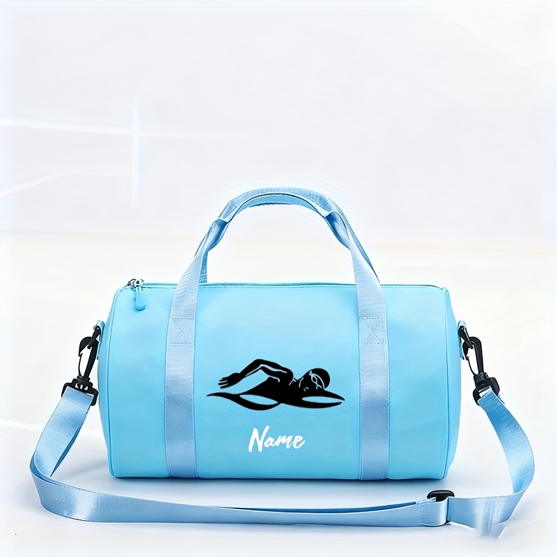TEMU Custom Personalized Name Handbag, New Fashionable Swimming Print Outdoor Travel Handbag, Sports Enthusiast Storage Bag, Sporty Style Shoulder