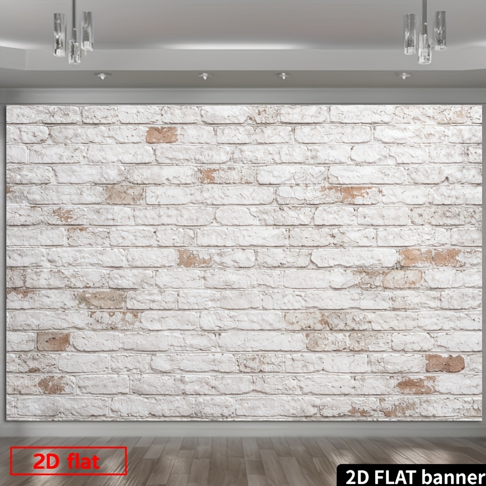 1pc White Vintage Distressed Brick Wall Panel, Photo Backdrop
