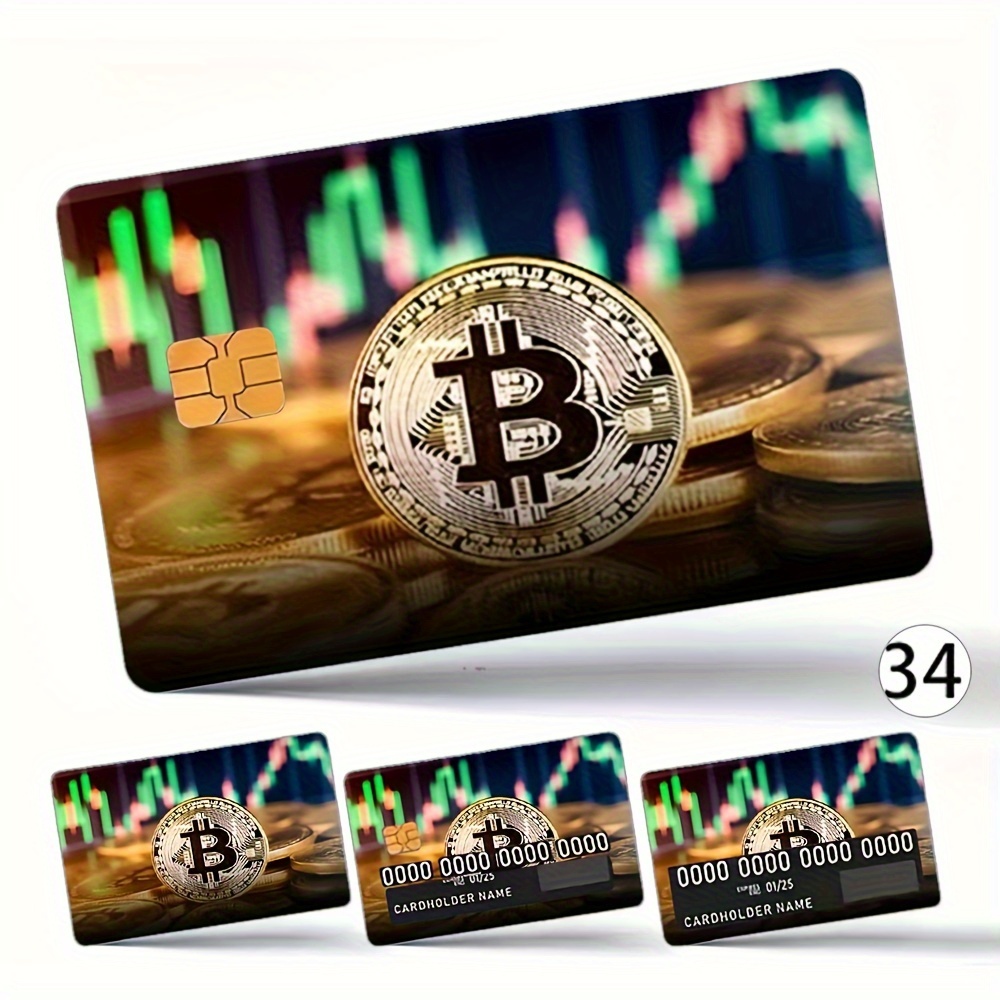 

4pcs Cryptocurrency Themed Ultra-thin Card Skins, Street Style Card Decorative Stickers, Anti-scratch Waterproof Durable Decal Covers