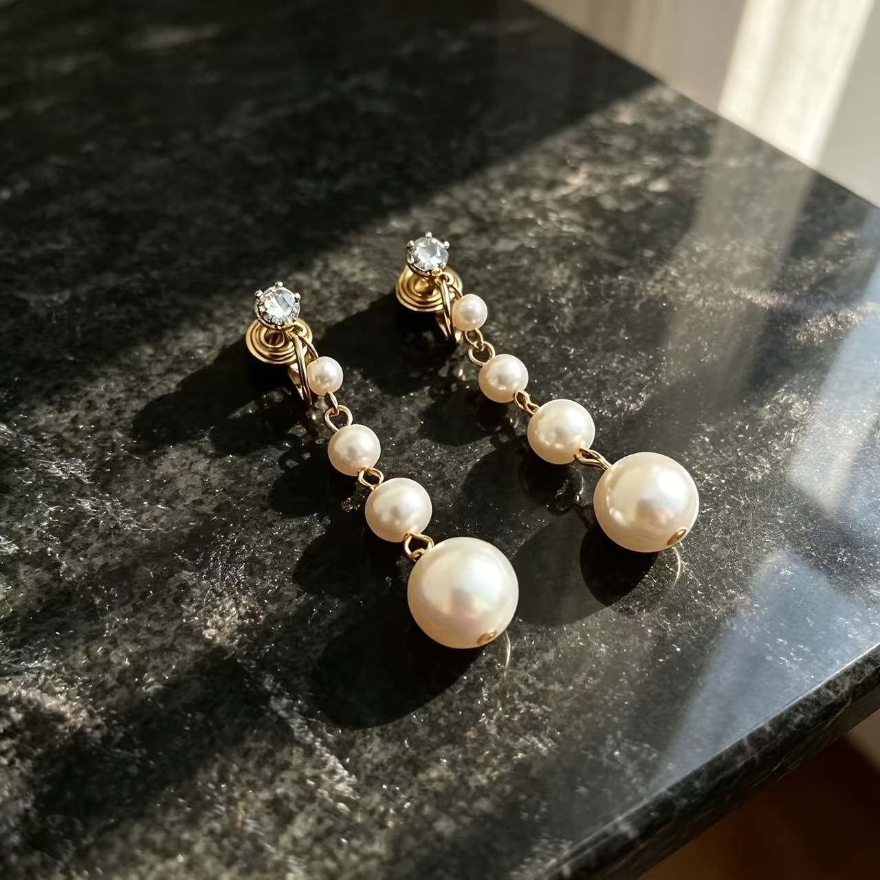 Elegant Imitation Pearl Multi-Layer Pendant Clip-On Earrings