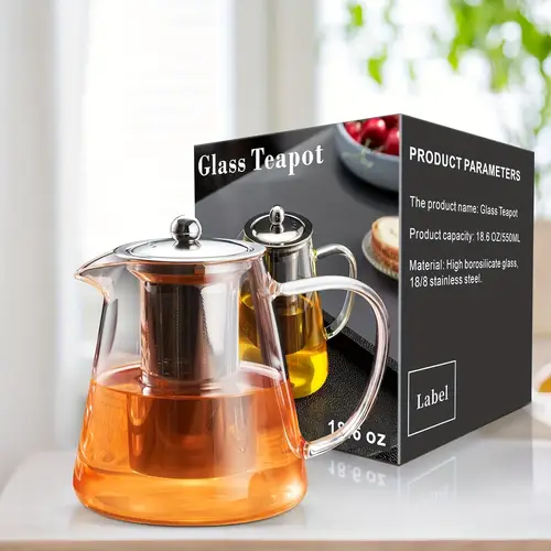 glass teapot clear teapot for home use with detachable 18 8 stainless steel injector teapot flowering and loose leaf tea maker tea maker for camping and traveling