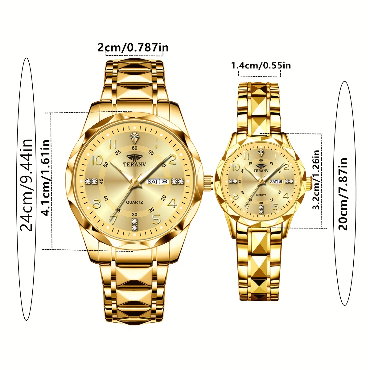 Fashionable Couple Watch with Rhinestone Design