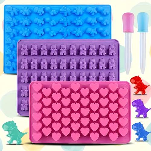 5pcs petit dinosaure moule en silicone de cœur moule à chocolat aux hautes températures moule à bonbons moule à moule à gelée moule à pudding moule de cuisson de qualité alimentaire pliable facile à nettoyer réutilisable festival noël thanksgiving pâques bir