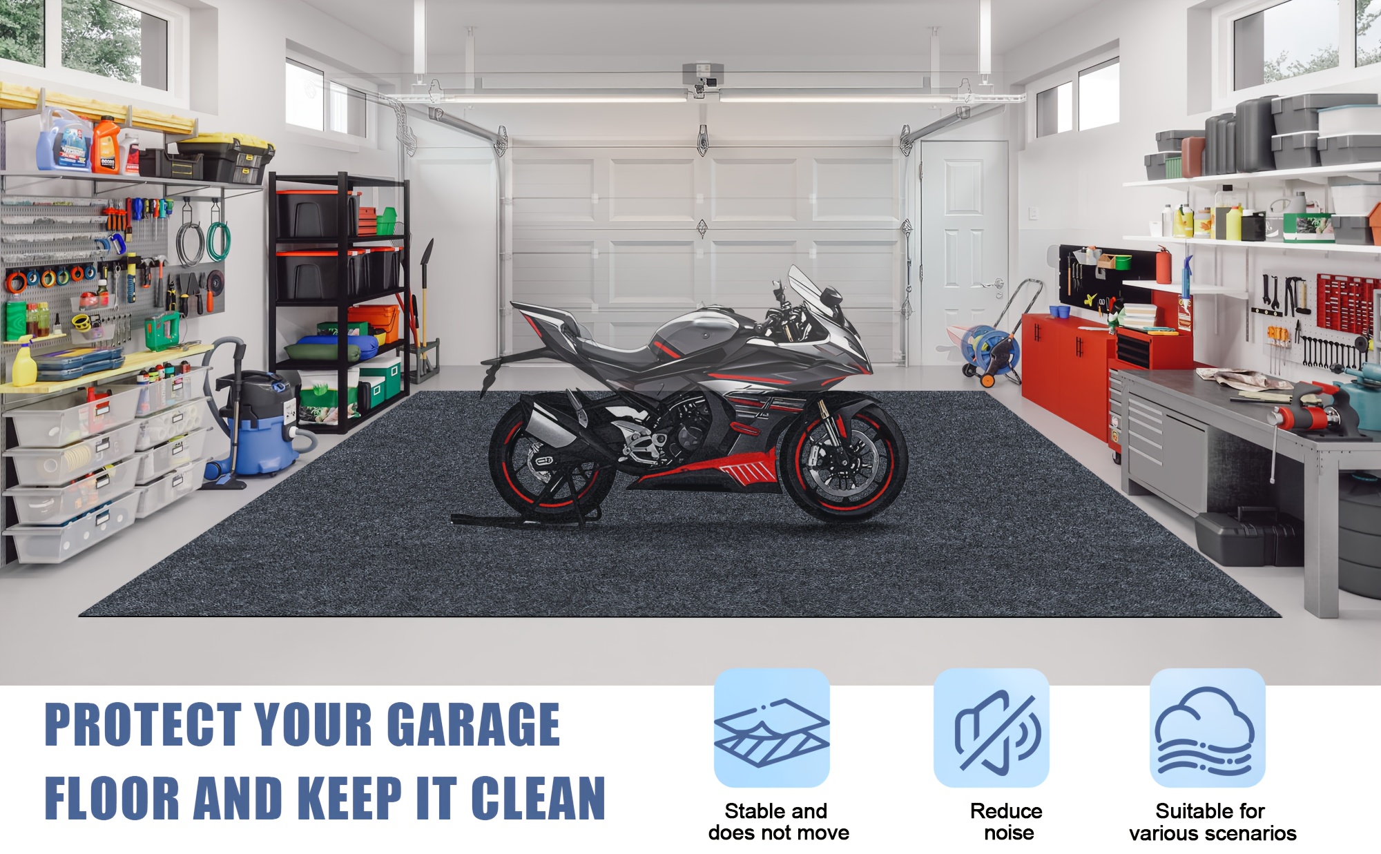 Garage Floor Mat 91.5 * 122cm/91.5 * 91.5cm/91.5 * 183cm/2.0 * 2.6m/2.23 * 5.2m, Mechanic Pad - Protects Floor from Spills, Drips, Splashes and Stains | Washable, Cut to Size, Non Slip Floor Mat