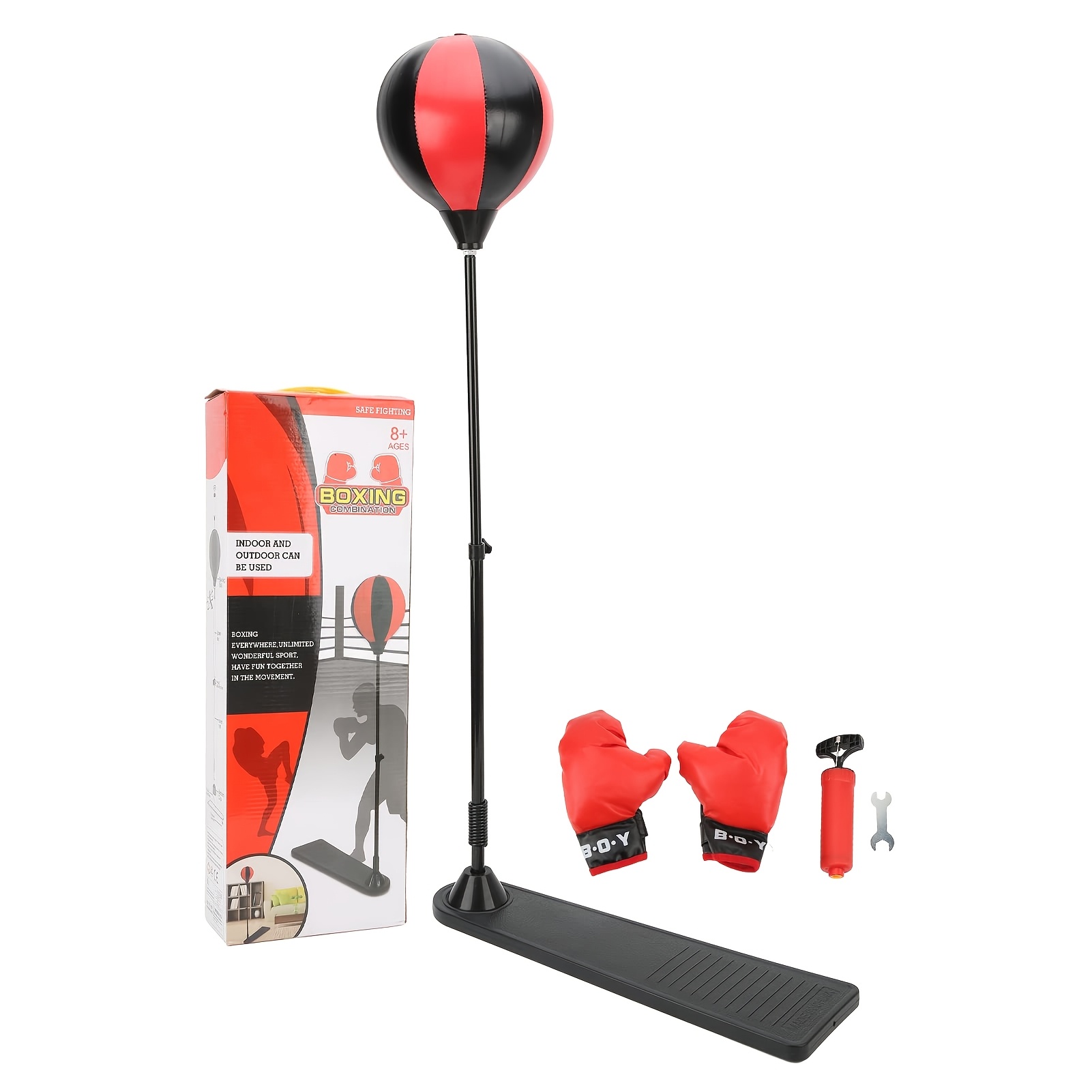 TEMU Adjustable Height Children's Sandbag, Free Boxing Gloves And Pump, Children' Toys, Educational Exercise Toys, Boxing Kid, Boxing Practice Toys,