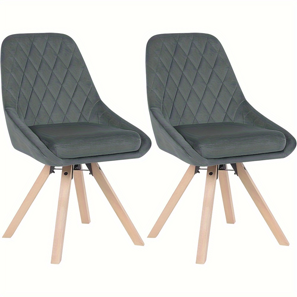 Image of 2pcs Swivel Dining Chair Kitchen Chair Upholstered Chair With Velvet Cover Living Room Chair Wood Legs Black