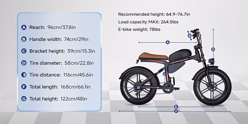 retro motorcycle style electric bike for 20 x4 0 tire 48v 18ah battery for 60 long range ideal for city commuting trail riding and leisure Product details 2