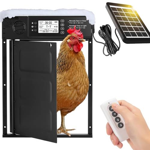 automatic chicken coop door solar powered cold weather door large size aluminum door with light sensor timer with emergency mode 14 9 h x 11 w