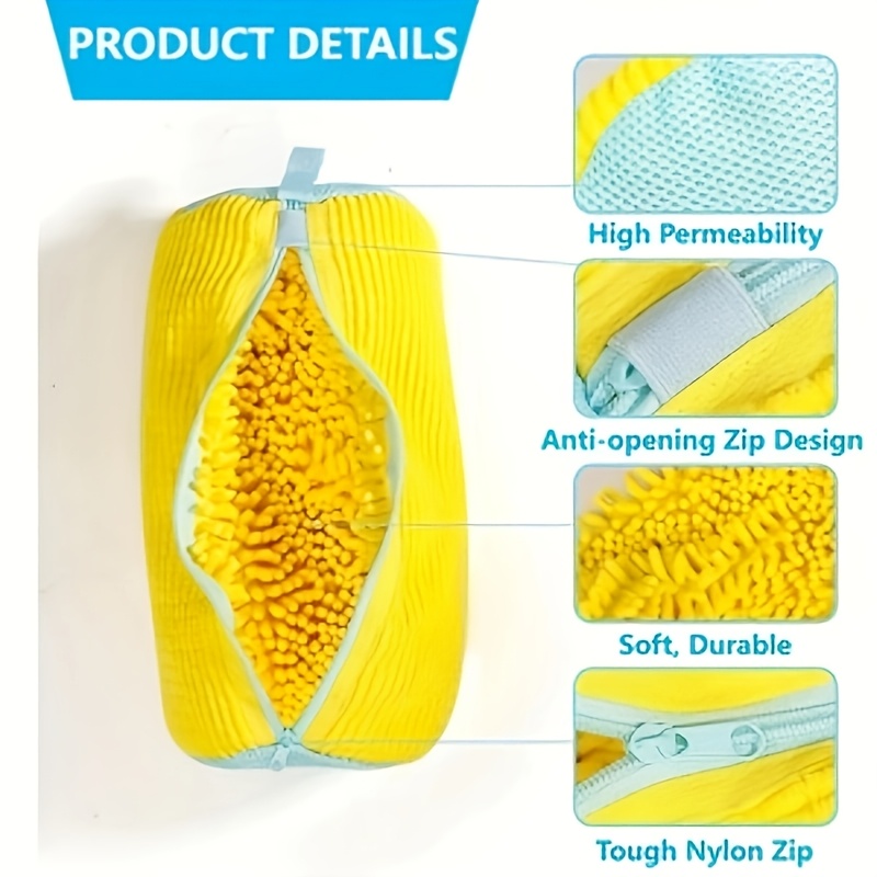 shoe washing bag for washing machine fluffy fiber maintains 360   cleaning durable zipper reusable   bag oval protective laundry bag for sneakers casual shoes dishwasher and washing machine safe laundry bag washing bag details 1